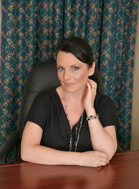 Sexy canadian mature Stacy Ray reveals big boobs and spreads her legs in office